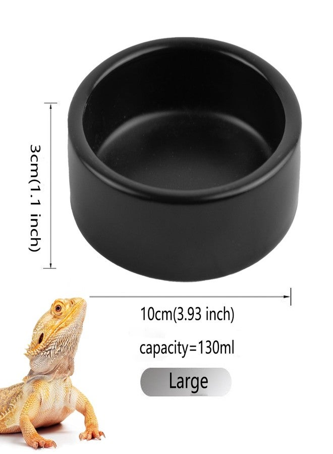 OMEM 2 Pack Black Ceramic Reptile Food and Water Dish Anti Escape Bowl for Bearded Dragons, Lizards, Geckos and Leopards (Large) - Image 3